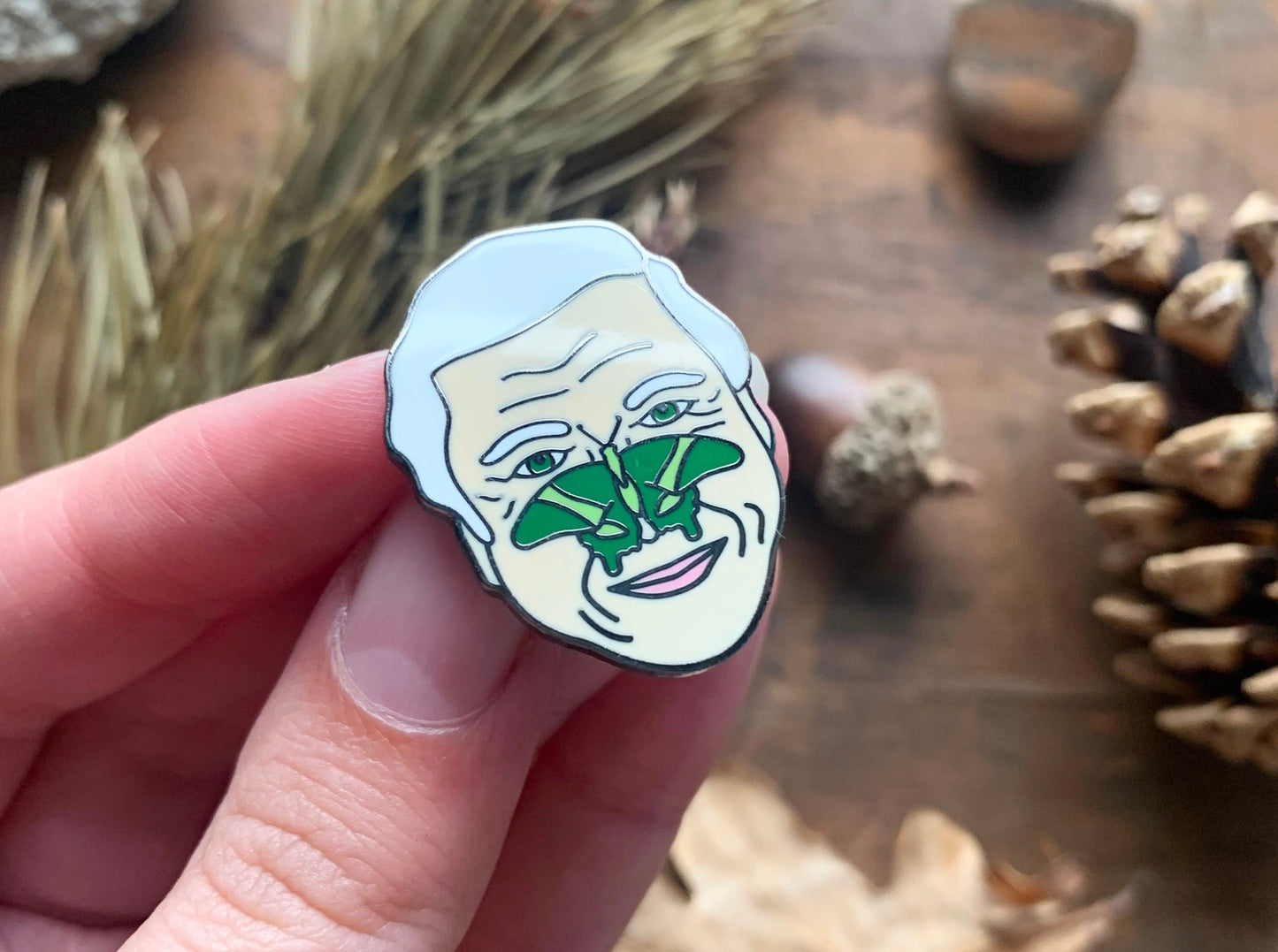 David Attenborough Enamel Pin, Natural History Lovers Gift, Nature Documentary Attenborough Accessory, Zoologist and Animal Lover Present