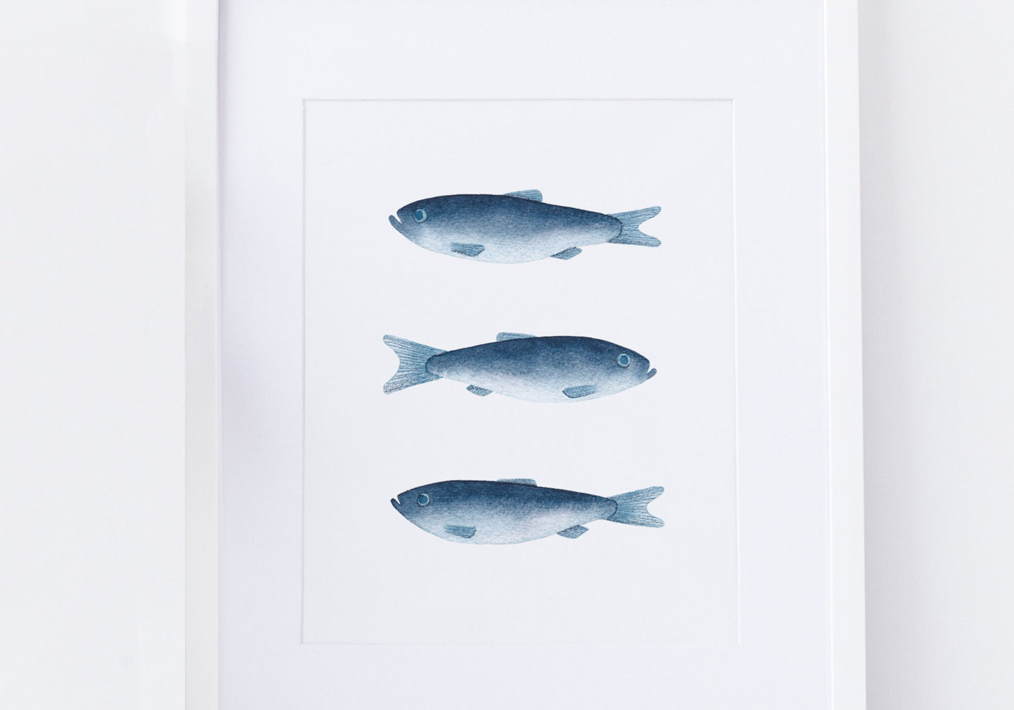 Herring Illustration Art Print, Ocean Animal Watercolour Fine Artwork, Fish Illustration Fine Art Print, Contemporary Cute Animal Art Print