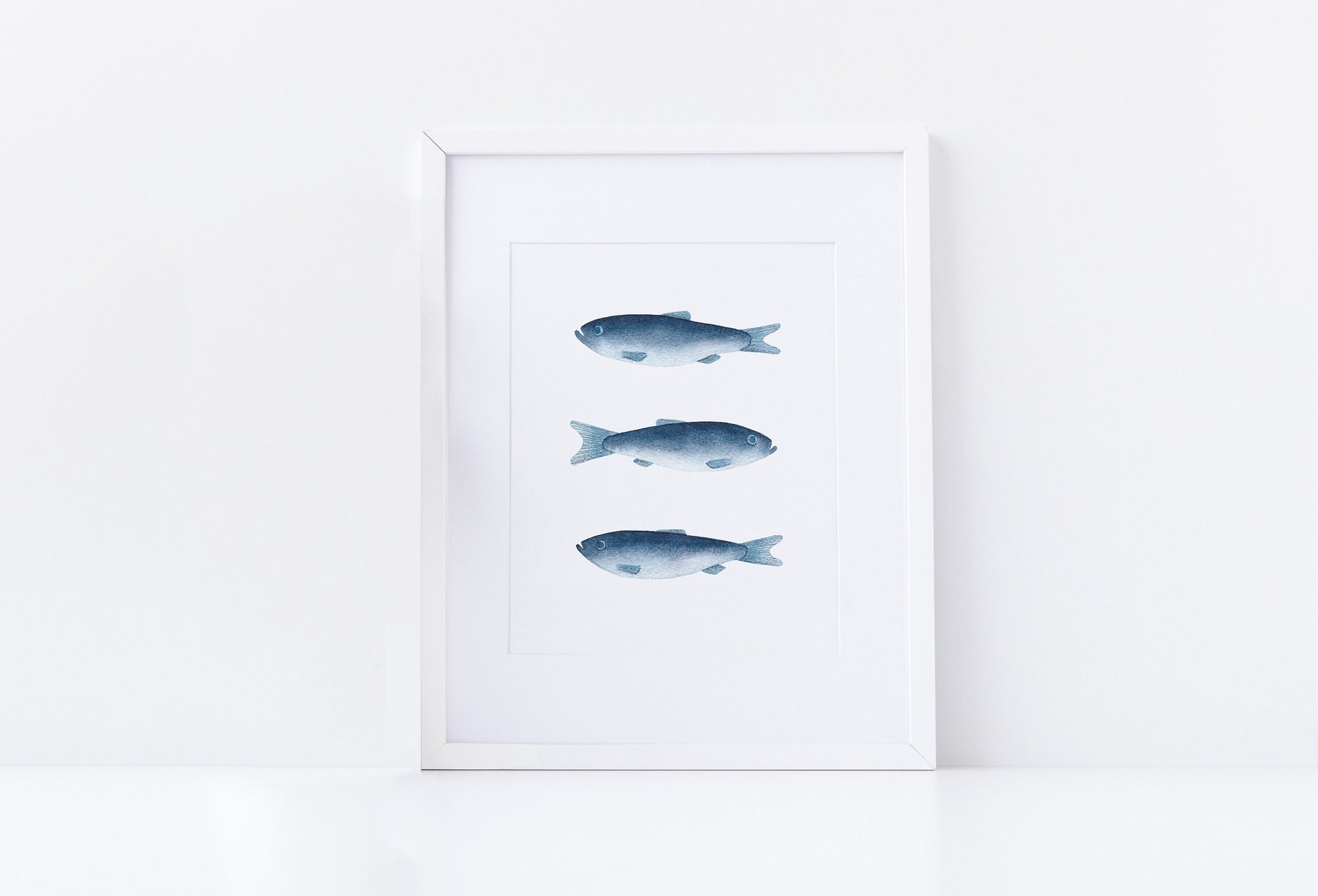 Herring Illustration Art Print, Ocean Animal Watercolour Fine Artwork, Fish Illustration Fine Art Print, Contemporary Cute Animal Art Print