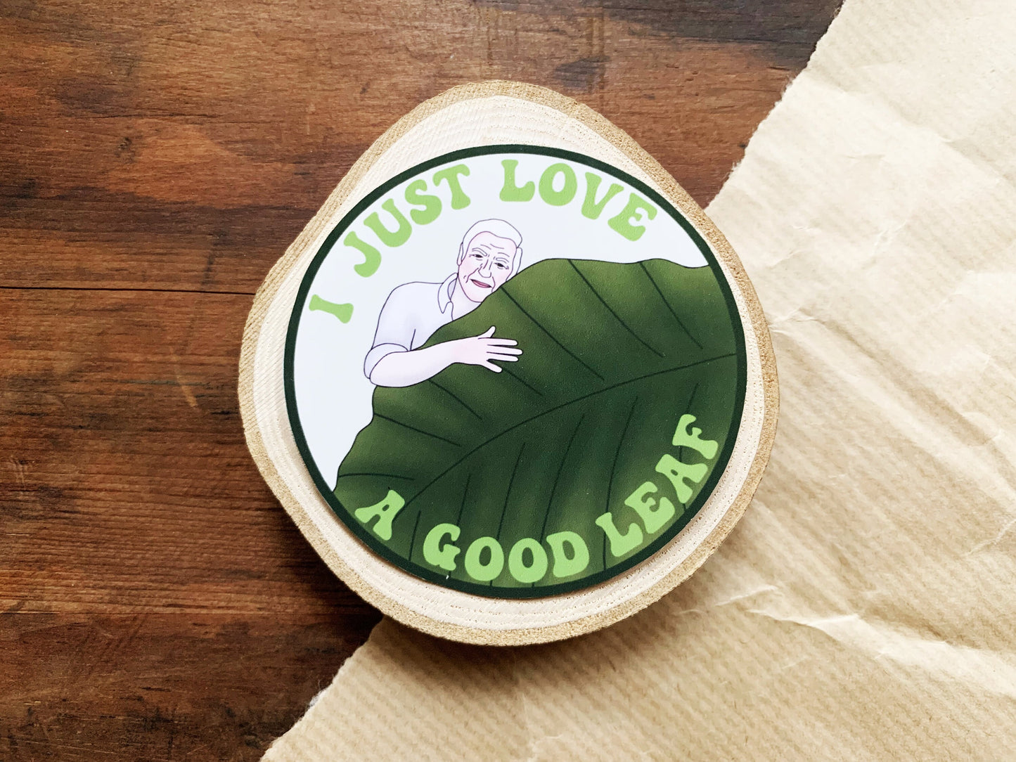 David Attenborough Plant Lovers Sticker, I Just Love a Good Leaf Attenborough Quote, Small Gift for Conservation and Nature Lovers Present