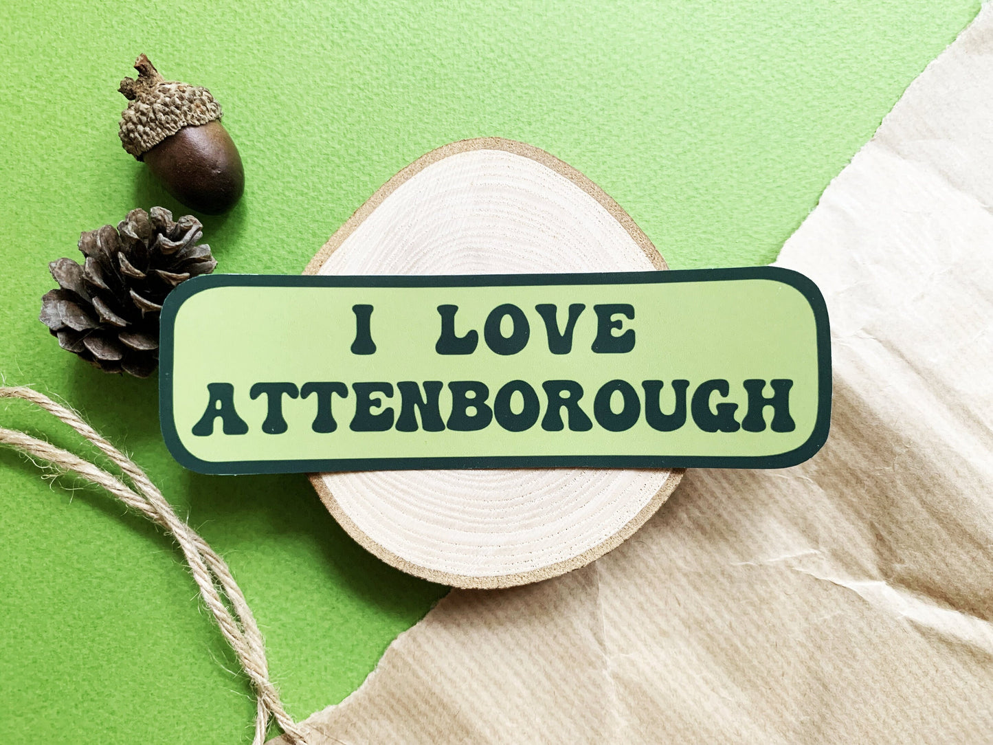 I Love Attenbrough Phone Sticker, David Attenborough and Nature Documentary Lovers, Natural History Themed Small Gift, Retro Style Sticker