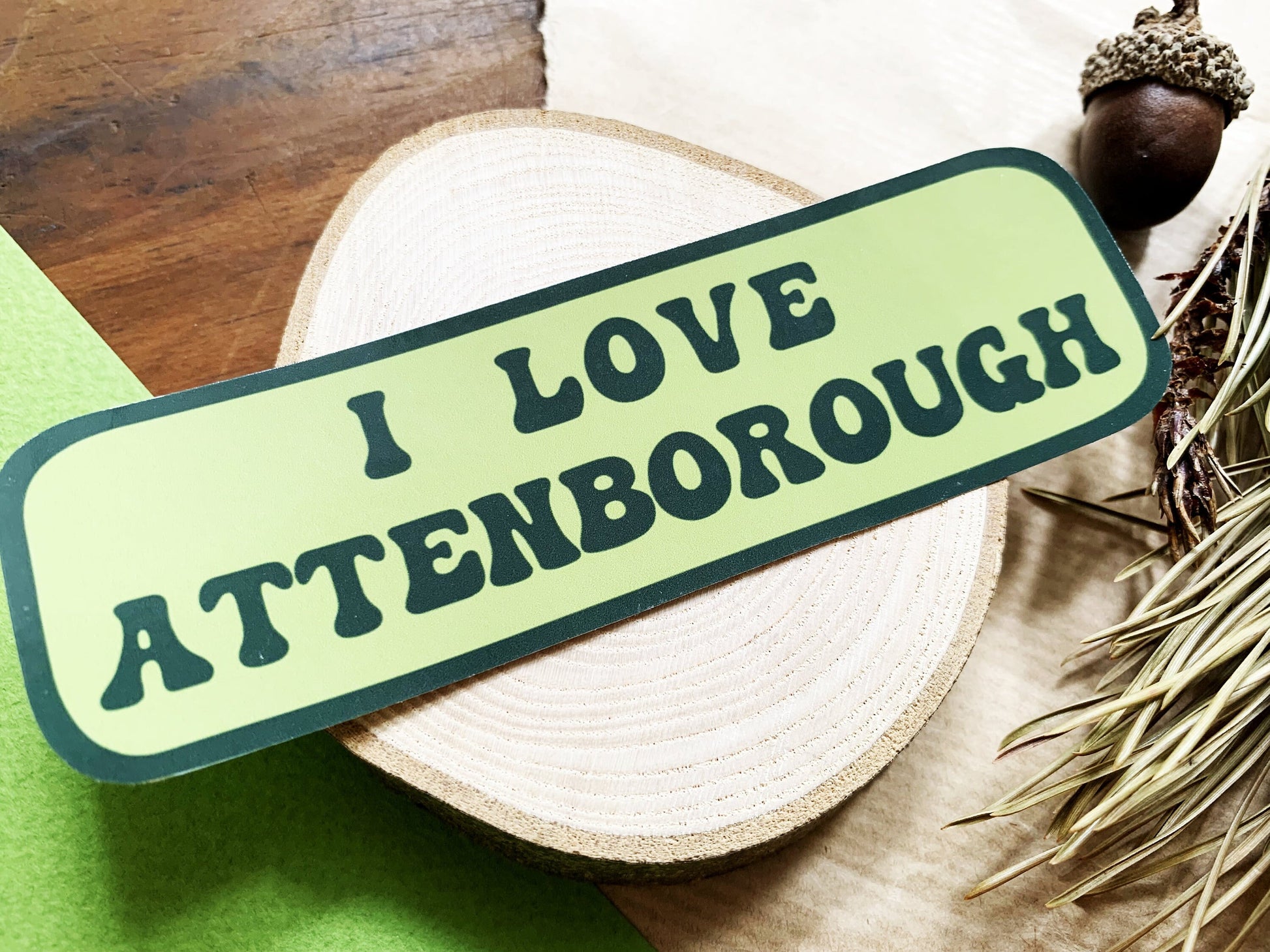 I Love Attenbrough Phone Sticker, David Attenborough and Nature Documentary Lovers, Natural History Themed Small Gift, Retro Style Sticker