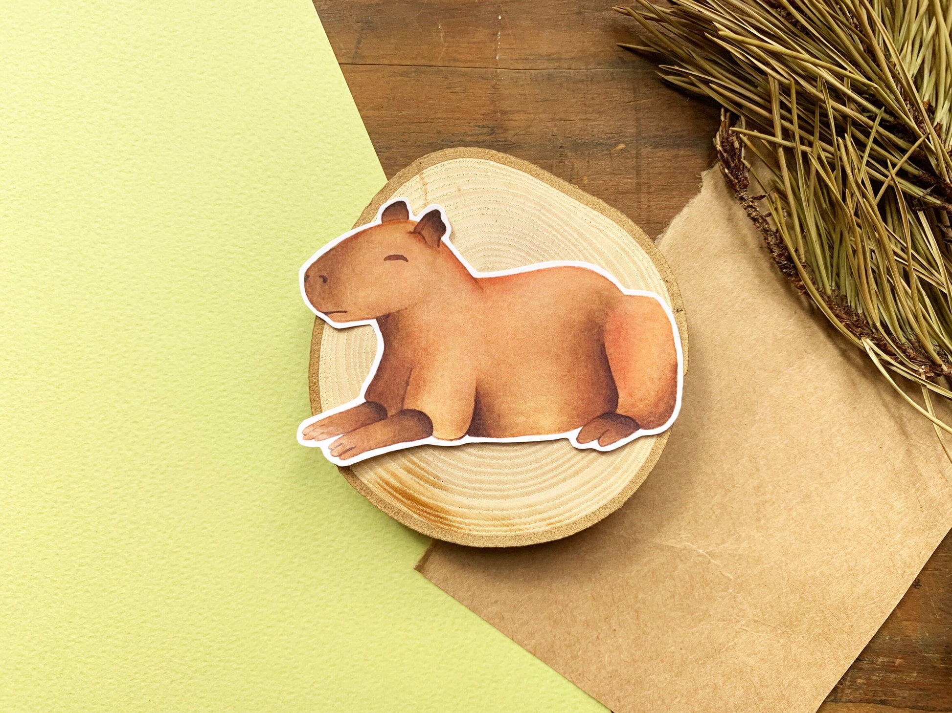 Adorable Sleeping Capybara Gloss Sticker, Rare Animal Small Stationery Gift, Capybara Meme Best Friend Gift, Cute Animal Laptop Decal