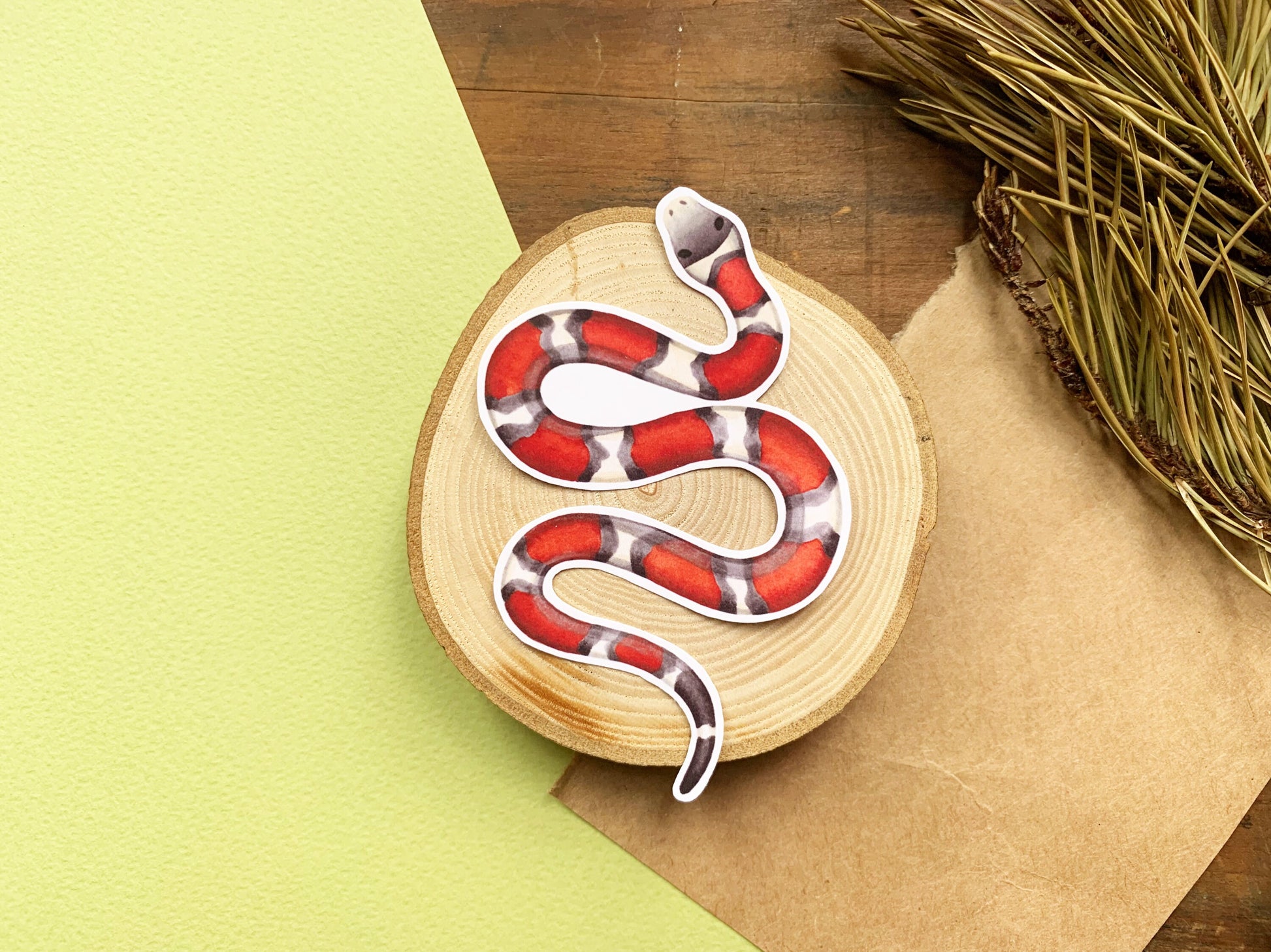 Red Milk Snake Gloss Sticker, Snake Laptop or Phone Sticker Small Gift for Snake Owners, Cute Striped Snake Unusual Pet Animal Sticker