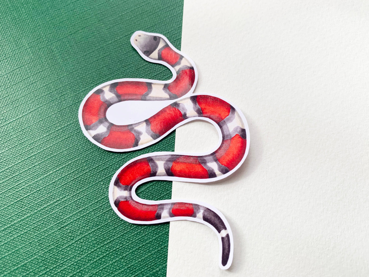 Red Milk Snake Gloss Sticker, Snake Laptop or Phone Sticker Small Gift for Snake Owners, Cute Striped Snake Unusual Pet Animal Sticker