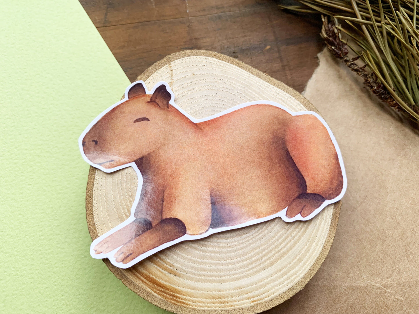 Adorable Sleeping Capybara Gloss Sticker, Rare Animal Small Stationery Gift, Capybara Meme Best Friend Gift, Cute Animal Laptop Decal