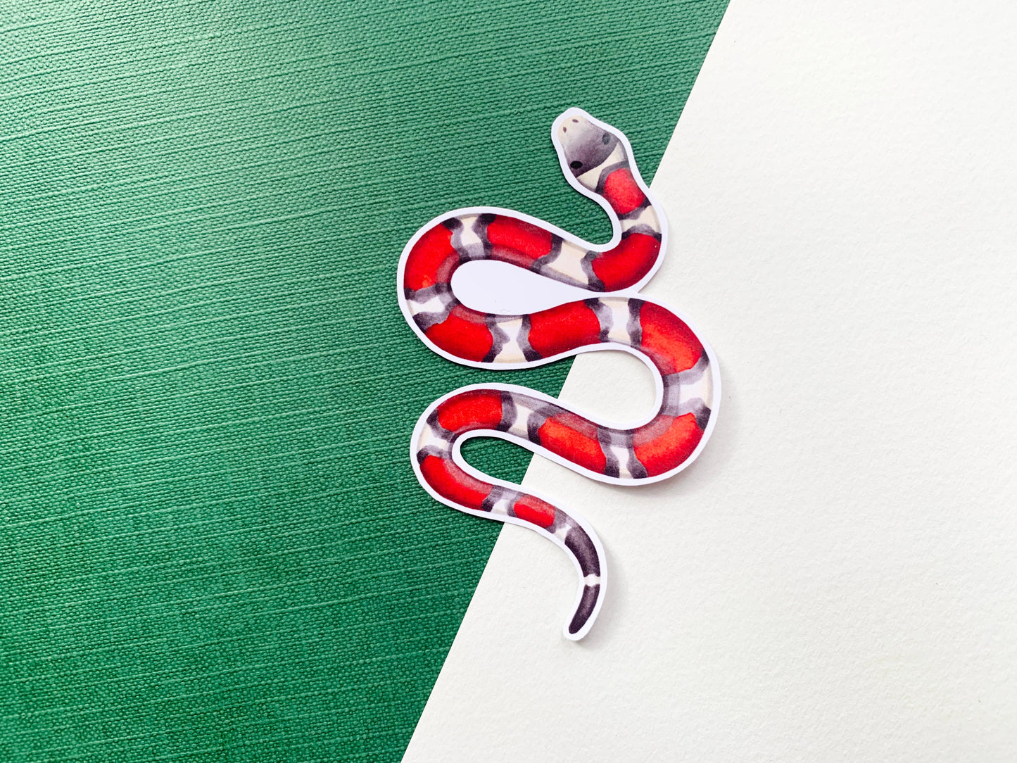 Red Milk Snake Gloss Sticker, Snake Laptop or Phone Sticker Small Gift for Snake Owners, Cute Striped Snake Unusual Pet Animal Sticker